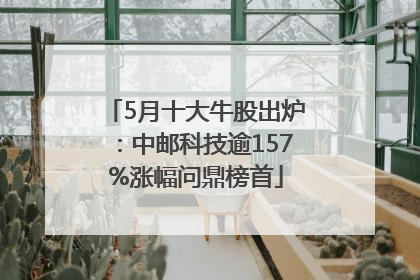 5月十大牛股出炉：中邮科技逾157%涨幅问鼎榜首